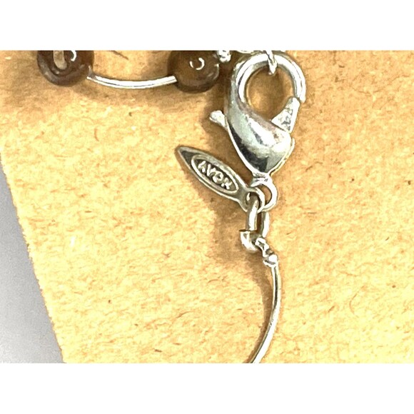 Vintage Avon Cat's Eye Vine Silver Tone Link brown Bead Bracelet or Anklet - Picture 5 of 7